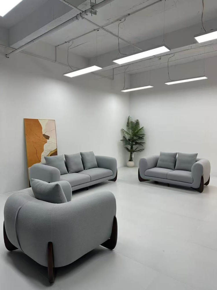 Serene Nest Luxury Upholstered Sofa Set with Wood Base Accents