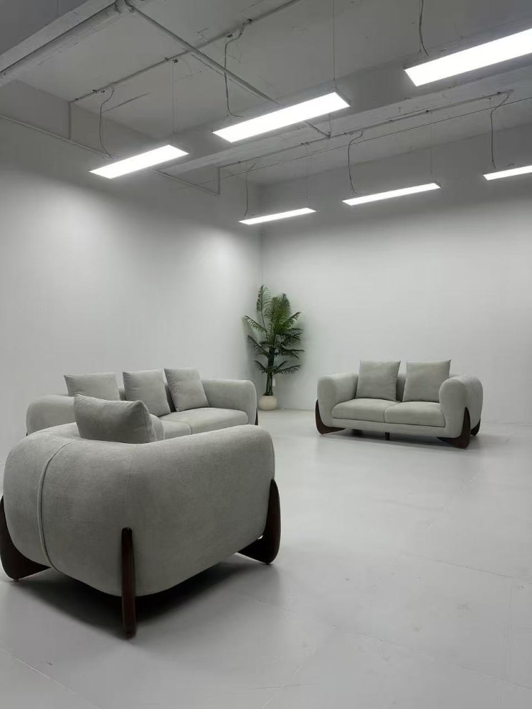 Serene Nest Luxury Upholstered Sofa Set with Wood Base Accents