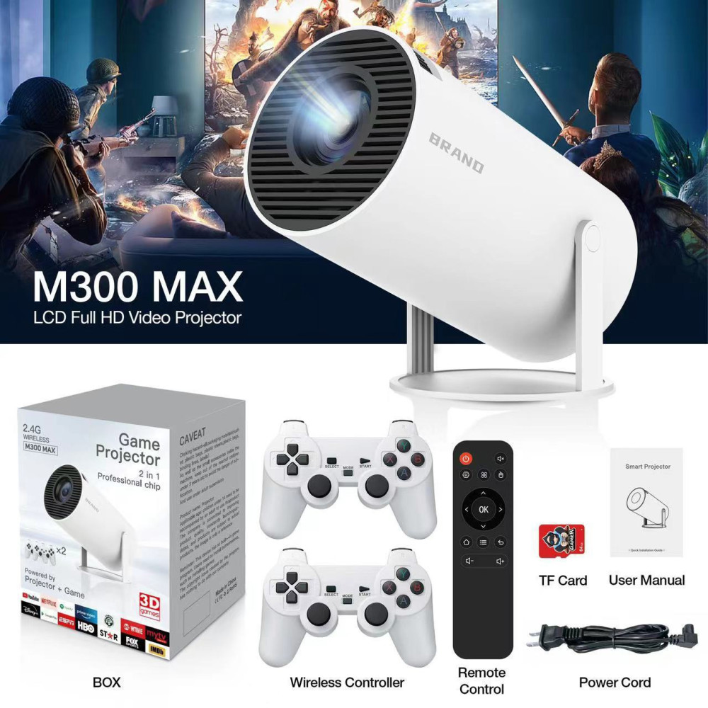 M300 Max HD 4K Dual-Player Wireless Game Projector